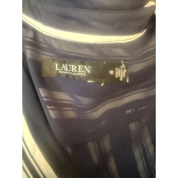 Lauren Ralph Lauren Dress Womens 10 Striped Wrap Tie Shirt Midi Career Workwear - Picture 7 of 7